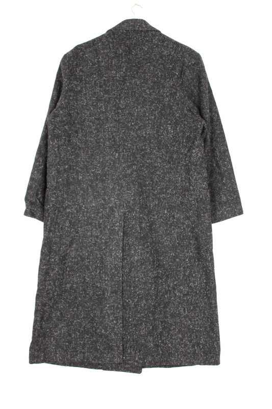 Vintage 80s 90s Dash Canada Charcoal Grey Speckled Wool Coat Single Breasted