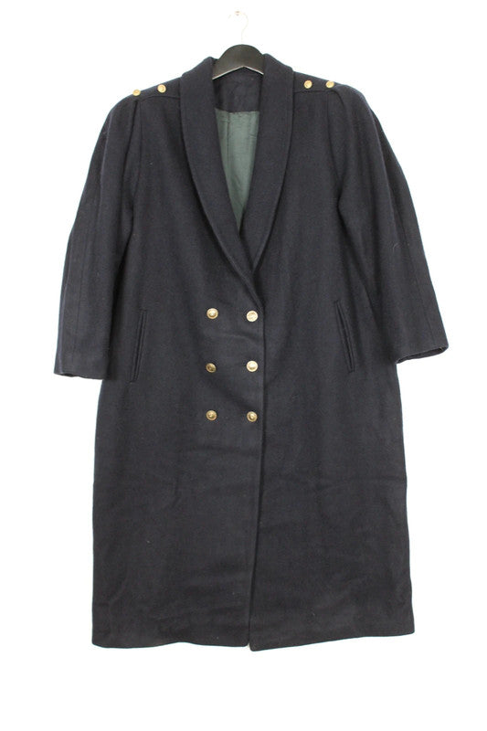 Vintage 80s 90s Balimel Montreal Navy Wool Overcoat Gold Buttons Military XL