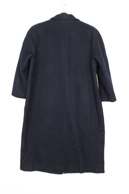 Vintage 80s 90s Balimel Montreal Navy Wool Overcoat Gold Buttons Military XL