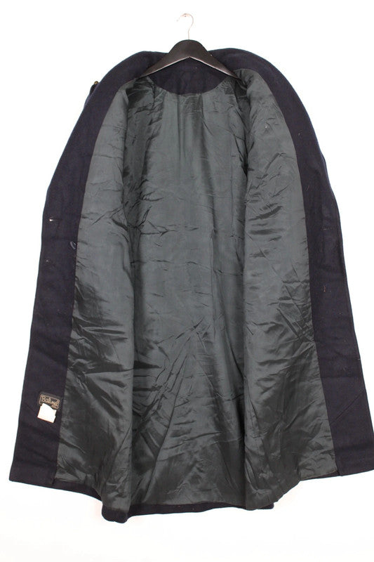 Vintage 80s 90s Balimel Montreal Navy Wool Overcoat Gold Buttons Military XL