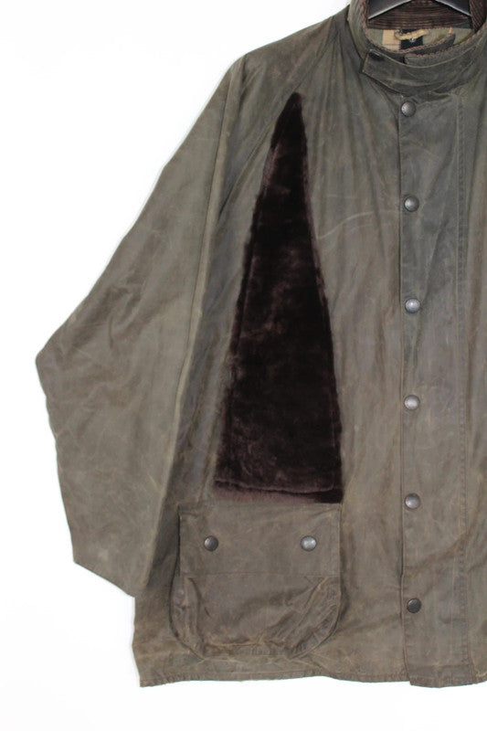 Barbour x Mongolian Reloved Beaufort Waxed Cotton Field Jacket Corduroy Panel Mens