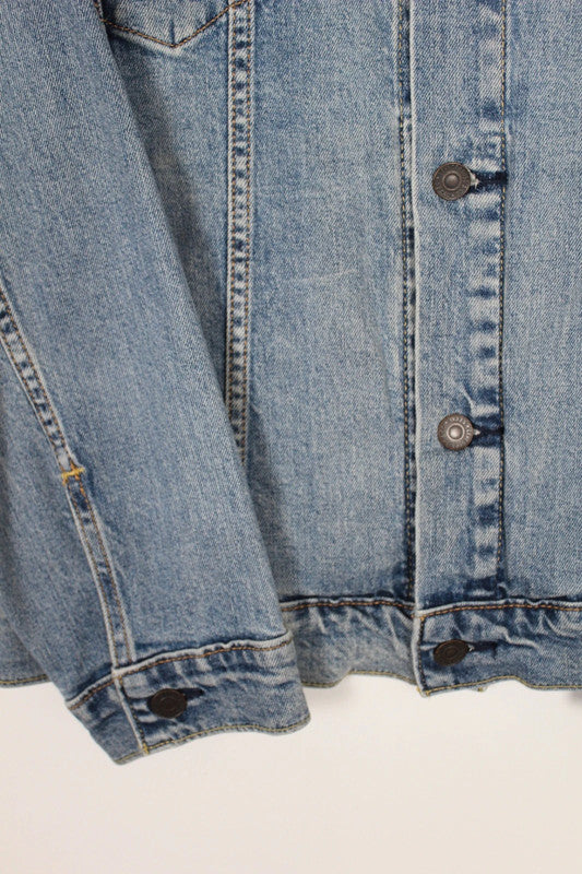 Vintage Levi's Type 3 Denim Trucker Jacket Mens Medium Light Blue Wash 80s 90s Red