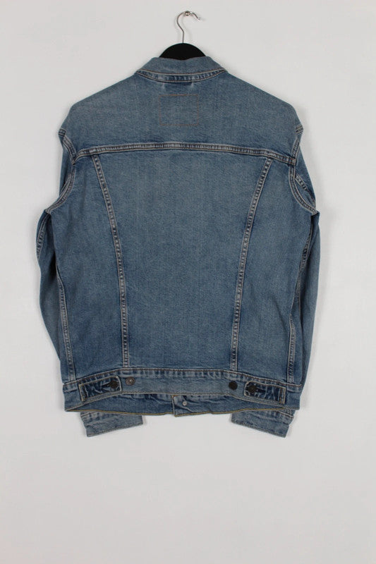 Vintage Levi's Type 3 Denim Trucker Jacket Mens Medium Light Blue Wash 80s 90s Red