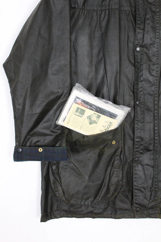 Rare Vintage Barbour A6 Lined Durham Hooded Wax Jacket C36 Navy 90s Small