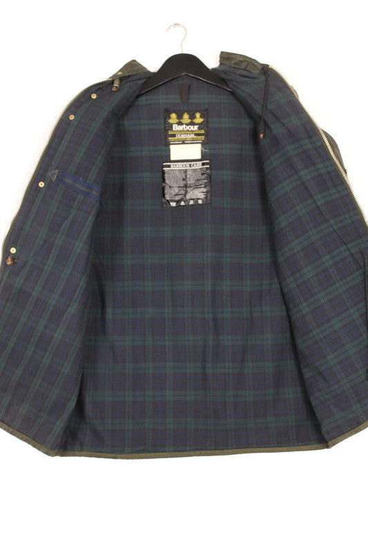 Rare Vintage Barbour A6 Lined Durham Hooded Wax Jacket C36 Navy 90s Small