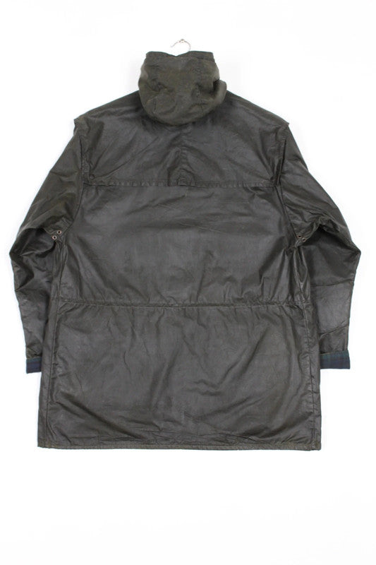 Rare Vintage Barbour A6 Lined Durham Hooded Wax Jacket C36 Navy 90s Small