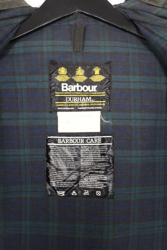 Rare Vintage Barbour A6 Lined Durham Hooded Wax Jacket C36 Navy 90s Small