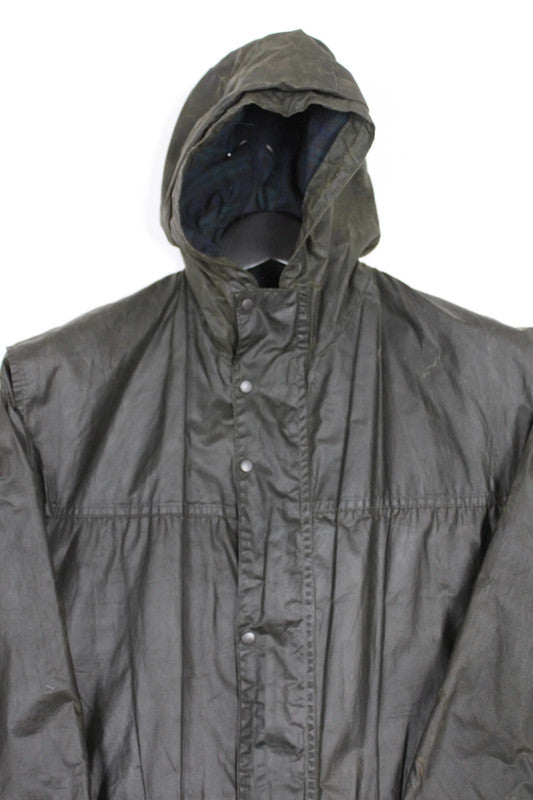 Rare Vintage Barbour A6 Lined Durham Hooded Wax Jacket C36 Navy 90s Small