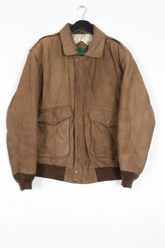 Vintage 80s 90s G3 Global Identity Brown Leather Aviator Bomber Jacket Medium