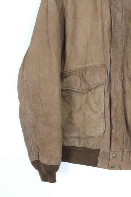 Vintage 80s 90s G3 Global Identity Brown Leather Aviator Bomber Jacket Medium