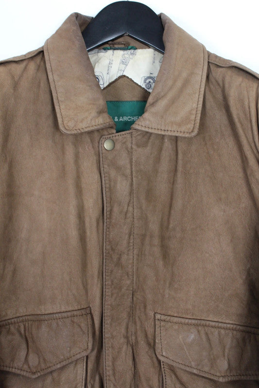 Vintage 80s 90s G3 Global Identity Brown Leather Aviator Bomber Jacket Medium