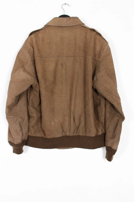 Vintage 80s 90s G3 Global Identity Brown Leather Aviator Bomber Jacket Medium