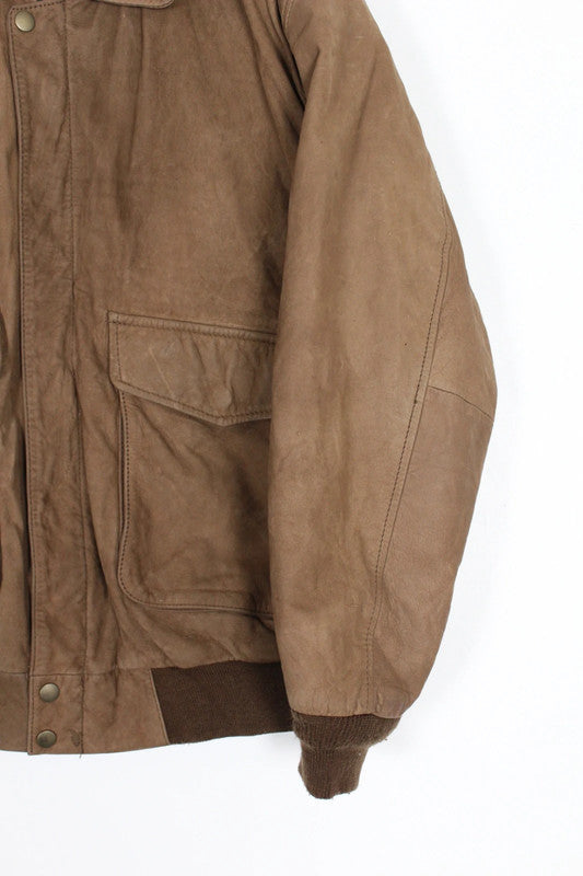 Vintage 80s 90s G3 Global Identity Brown Leather Aviator Bomber Jacket Medium