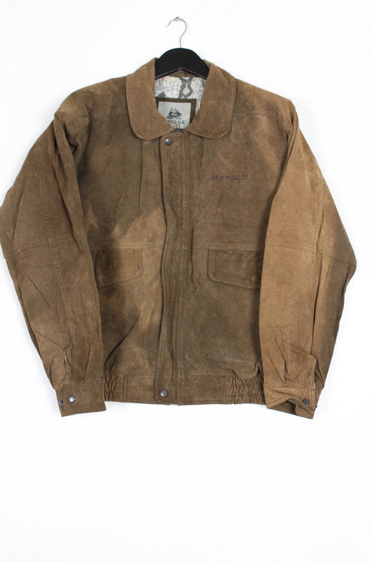 Rare Vintage Microsoft Burk's Bay Brown Suede Leather Bomber Jacket Medium
