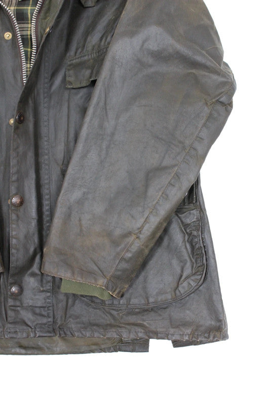 Rare Vintage 80s Barbour A100 Bedale Olive Waxed Cotton 4-Pocket Jacket Medium
