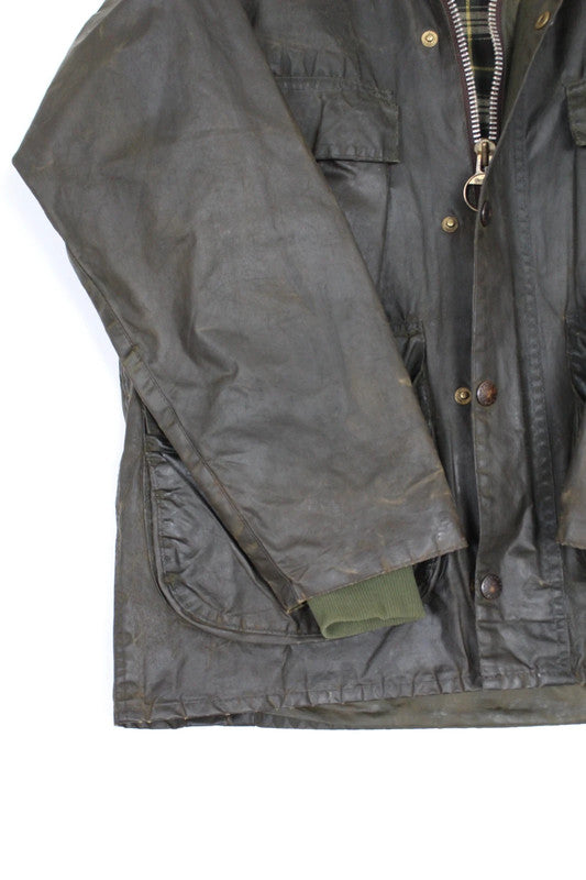 Rare Vintage 80s Barbour A100 Bedale Olive Waxed Cotton 4-Pocket Jacket Medium