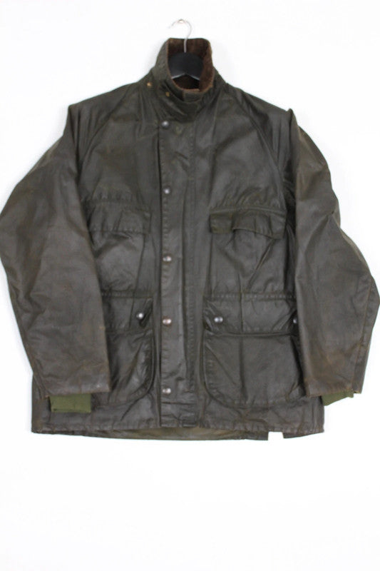Rare Vintage 80s Barbour A100 Bedale Olive Waxed Cotton 4-Pocket Jacket Medium