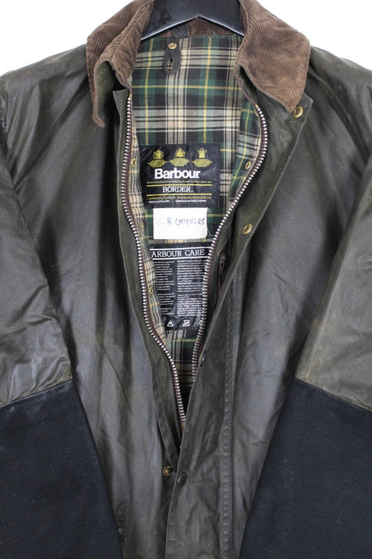 Re/work 80s Barbour x Levi's Border Olive Waxed Cotton Long Jacket Medium