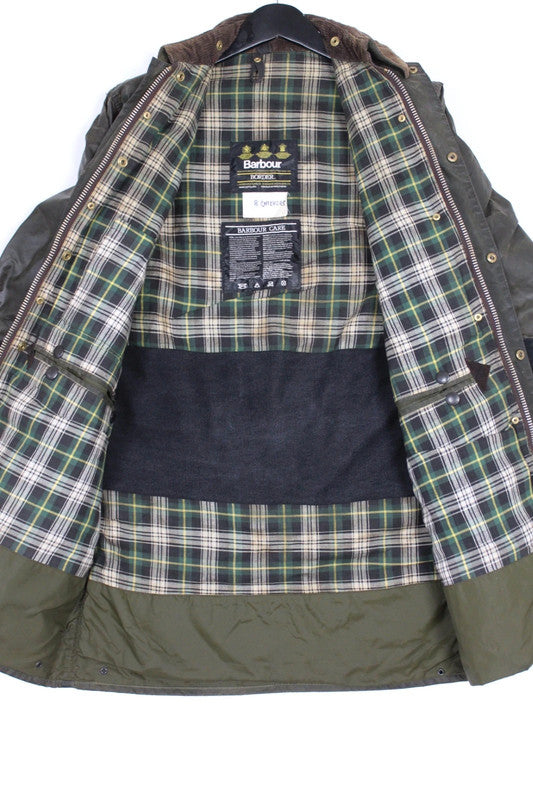 Re/work 80s Barbour x Levi's Border Olive Waxed Cotton Long Jacket Medium