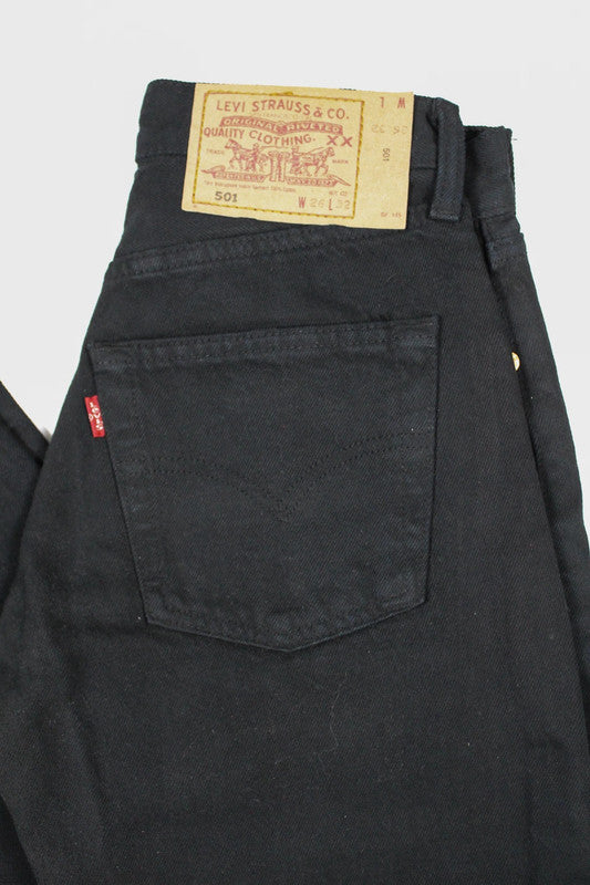 Vintage Levi's 501s Black Jeans W26 L32 – Deadstock