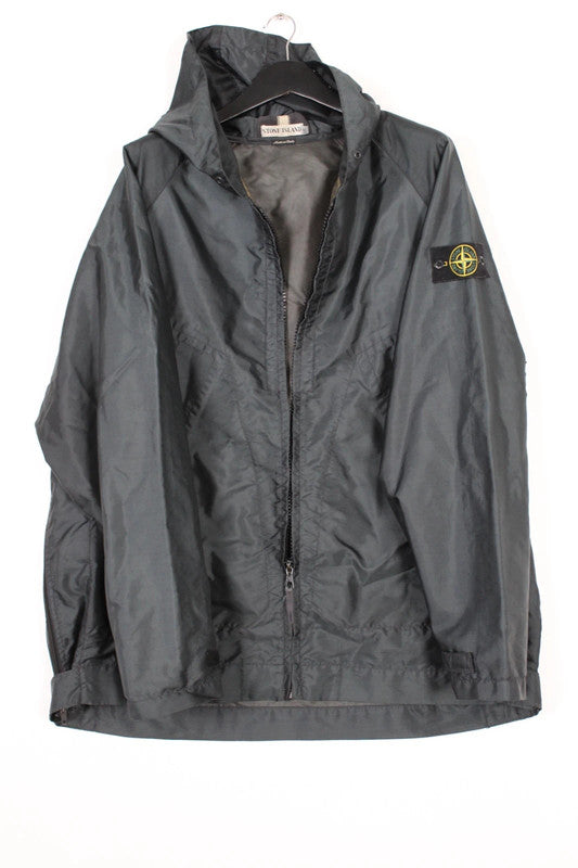 Vintage 2003 Stone Island Monofilament Grey Hooded Jacket XXL
