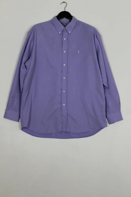 Vintage Yves Saint Laurent Lilac Twill Cotton Long Sleeve Shirt XL