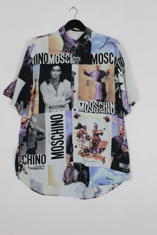 Vintage 1994 Moschino Power &amp; Glamour Graphic Print Shirt XL