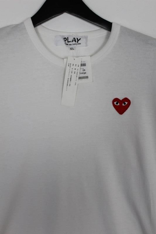 Comme des Garçons Play Peeping Heart Cotton T-Shirt White Large