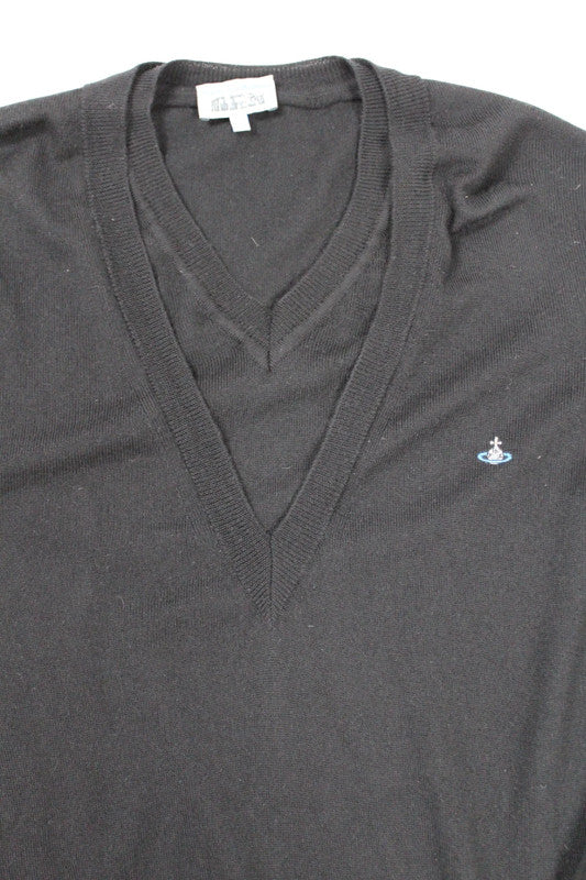 Vivienne Westwood Black V-Neck Wool Jumper XL