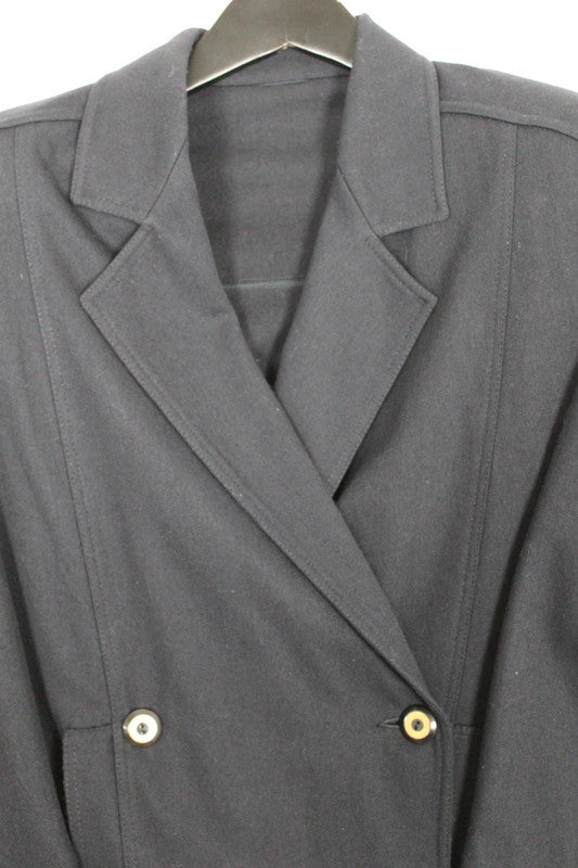Vintage 80s 90s Marella Navy Double-Breasted Oversized Wool Blazer Large