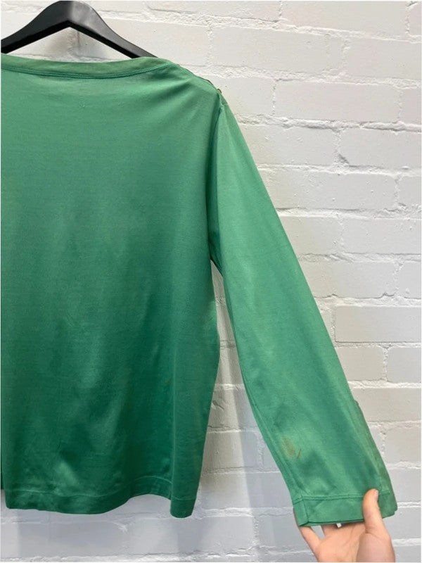 Ysl green vintage long sleeve top, large