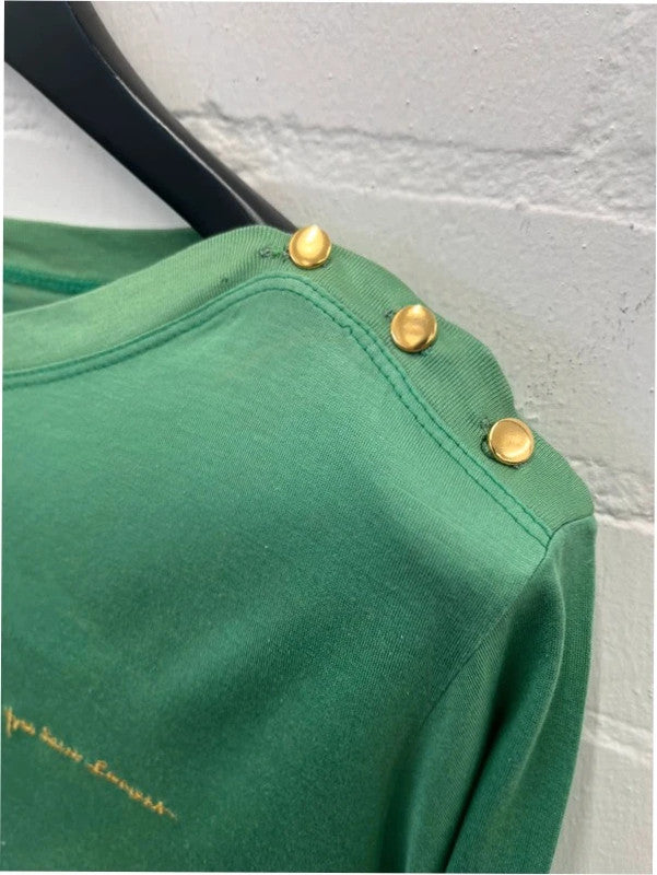 Ysl green vintage long sleeve top, large