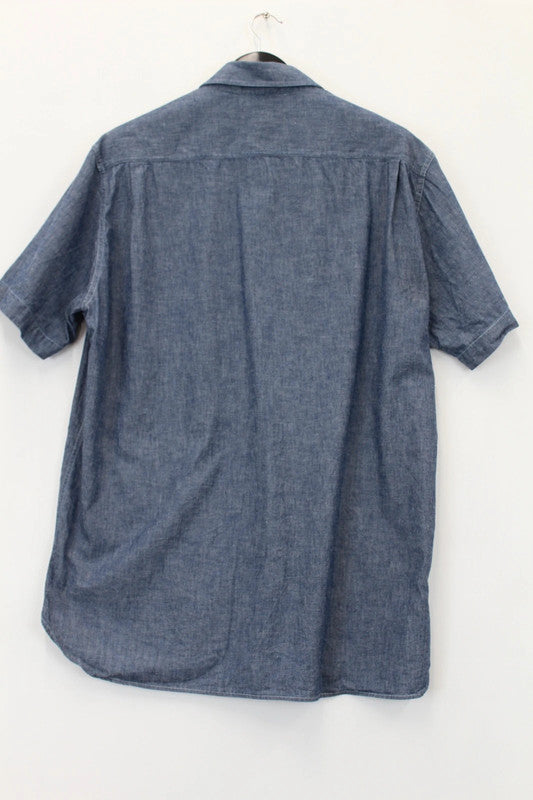 Vintage Kenzo Homme Blue Cotton Chambray Short Sleeve Shirt XL