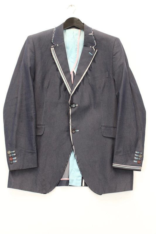 Vintage Holland Esquire Blue Denim Style Cotton Blazer Jacket Reworked XL