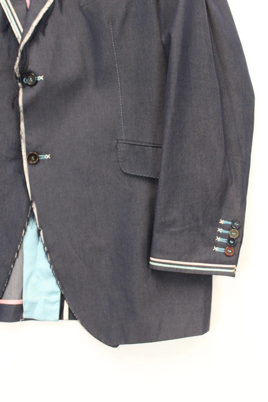 Vintage Holland Esquire Blue Denim Style Cotton Blazer Jacket Reworked XL
