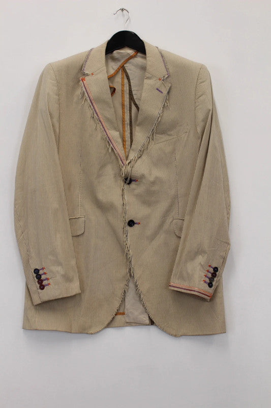 Vintage Holland Esquire Hand Customised Pinstripe Wool Cotton Blazer Large