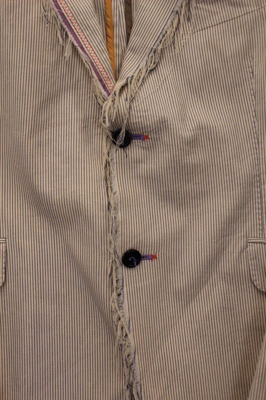 Vintage Holland Esquire Hand Customised Pinstripe Wool Cotton Blazer Large