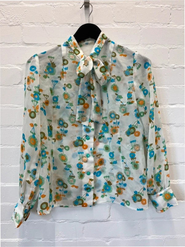 Handmade retro print blouse, UK8