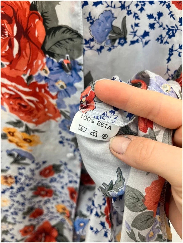 Pura seta pure silk floral print blouse, large