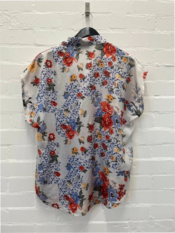 Pura seta pure silk floral print blouse, large