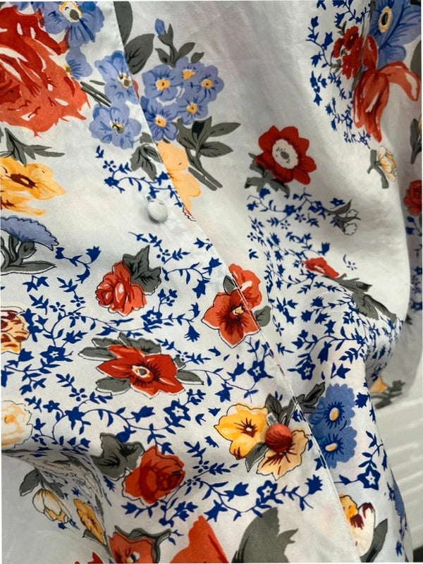 Pura seta pure silk floral print blouse, large