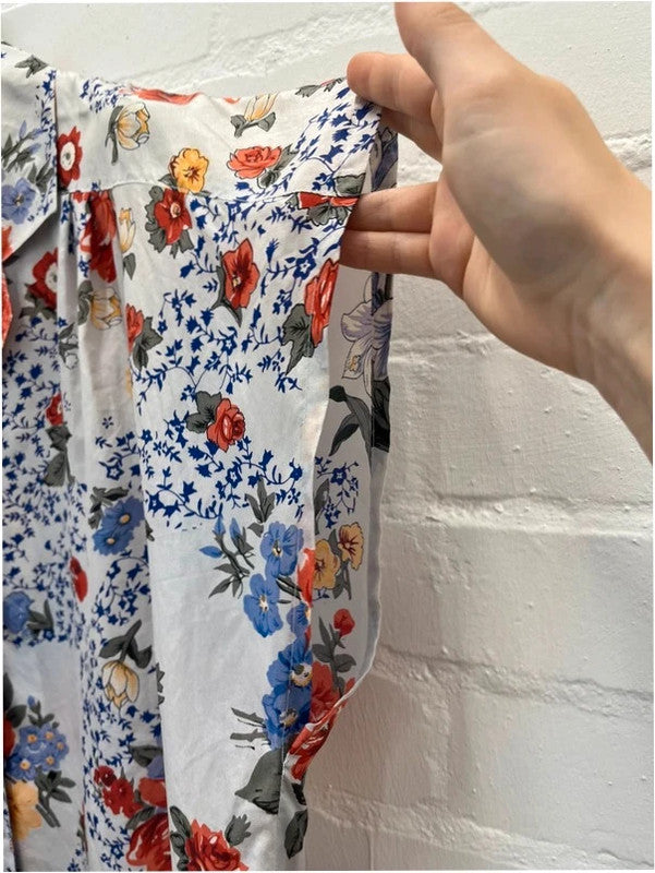 Pura seta pure silk floral print blouse, large
