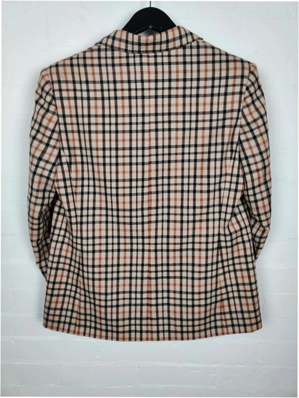 Vintage Italian beige check tartan oversized blazer - Medium