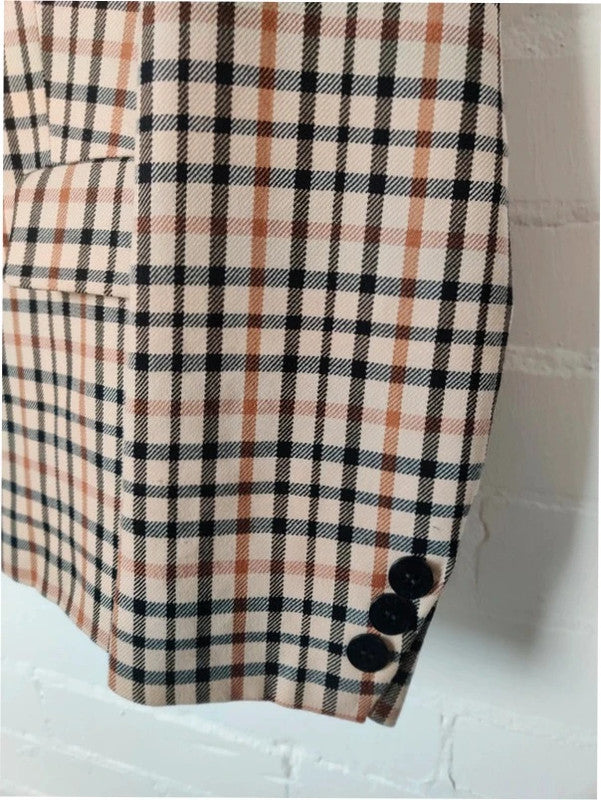 Vintage Italian beige check tartan oversized blazer - Medium