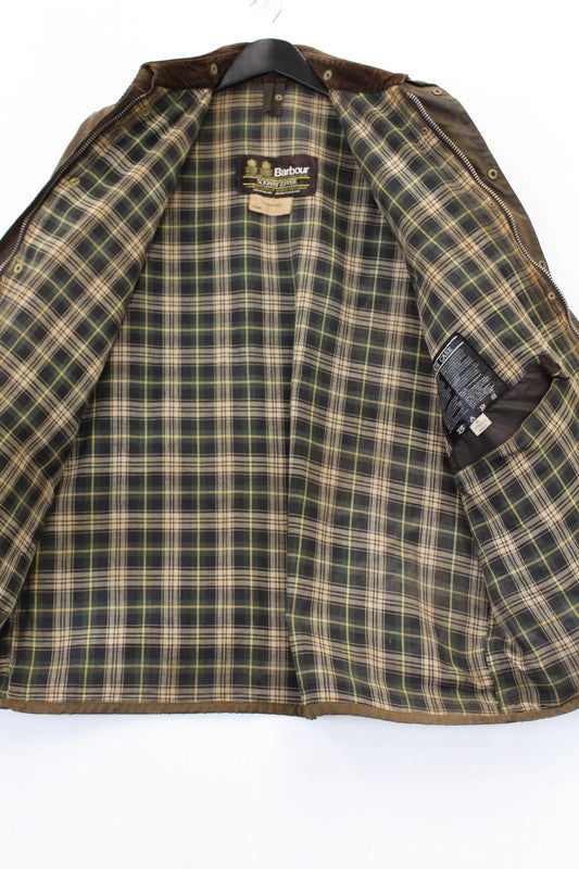 Vintage 80s Barbour Solway Zipper 2-Crest Waxed Cotton Jacket Brown 112cm / 44in