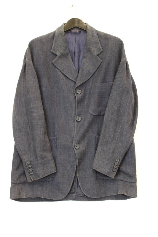 Vintage D&amp;G Dolce &amp; Gabbana Navy Blue 100% Linen 3-Button Work Jacket
