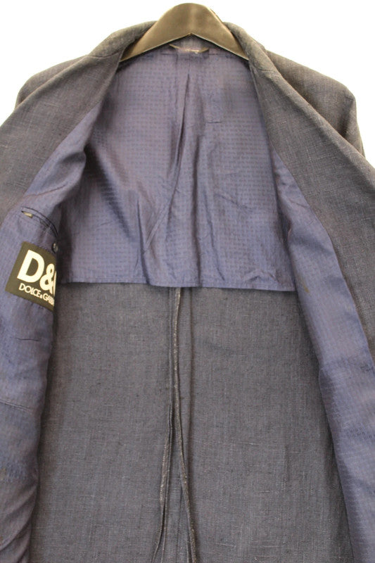 Vintage D&amp;G Dolce &amp; Gabbana Navy Blue 100% Linen 3-Button Work Jacket