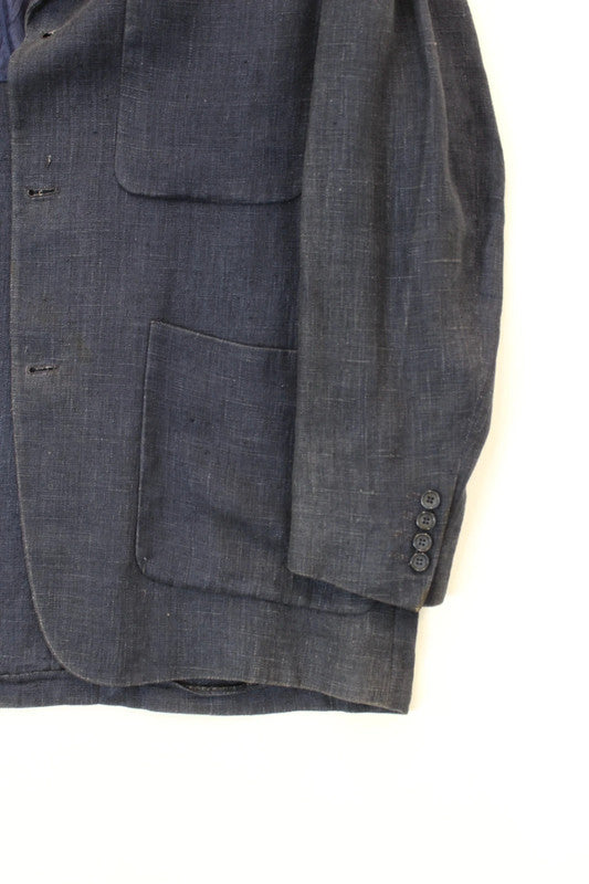 Vintage D&amp;G Dolce &amp; Gabbana Navy Blue 100% Linen 3-Button Work Jacket