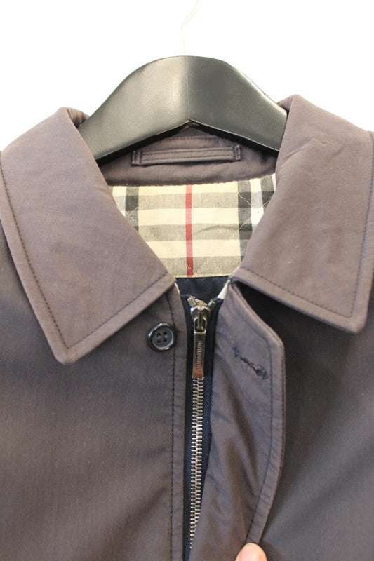 Vintage Burberry London Quilted Nova Check Lined Car Coat Jacket Navy Medium