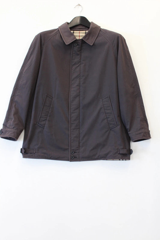 Vintage Burberry London Quilted Nova Check Lined Car Coat Jacket Navy Medium